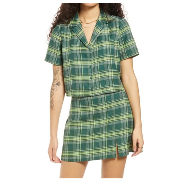BP Green Plaid Veronika Camp Shirt Blazer NWT Size 2X - Picture 1 of 8
